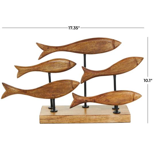 10" Brown Mango Wood Fish Handmade Carved Sculpture